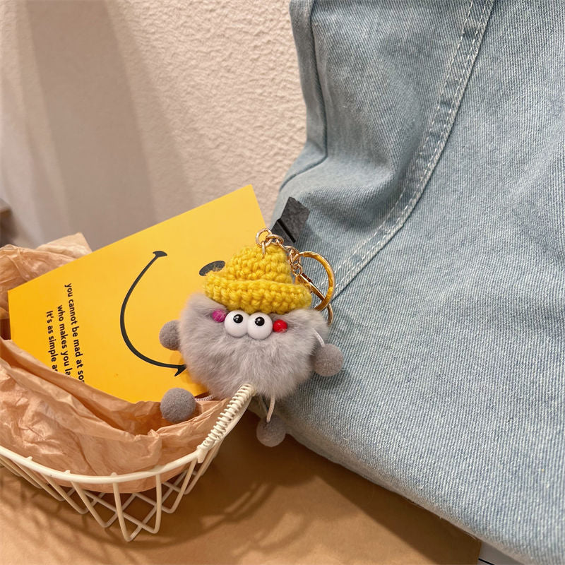 Playful Fuzzy Character Keychain Bowlift