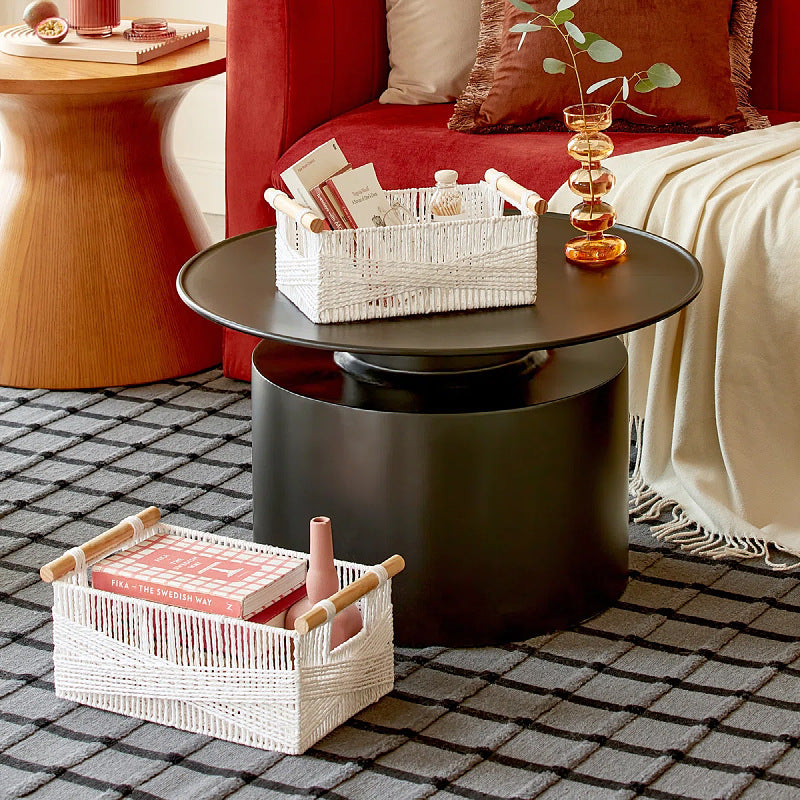 Handwoven Storage Basket with Wooden Handles Bowlift