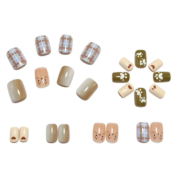 Artificial Nail Set with Playful Animal Designs Bowlift
