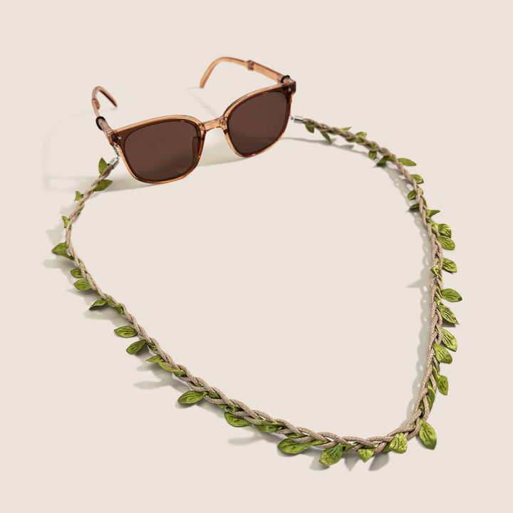 Decorative Leaf-Accented Eyewear Chain Bowlift