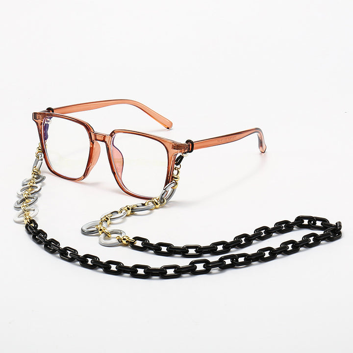 Fashionable Square Frame Glasses with Decorative Chain Bowlift