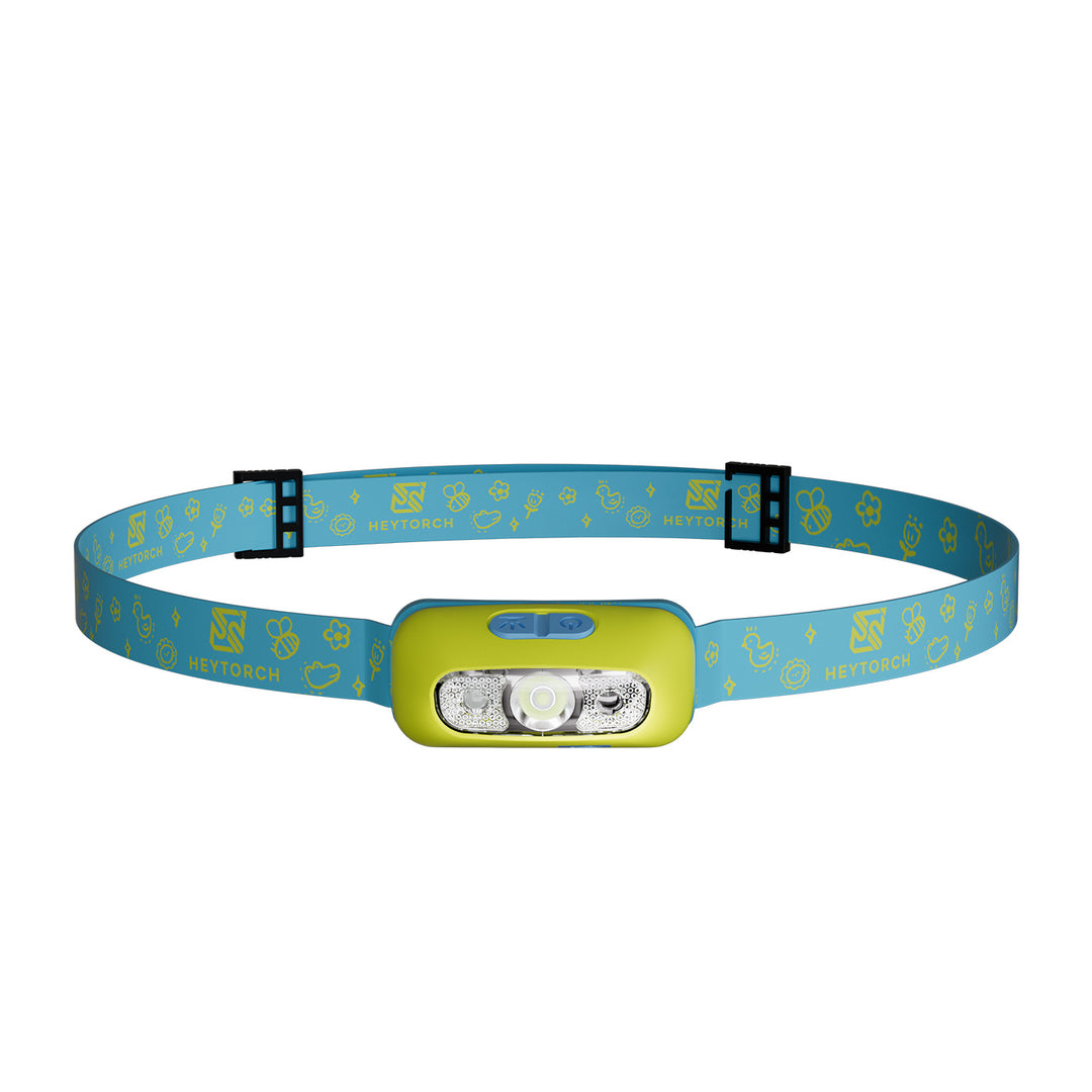 Kids LED adjustable headlamp with dual-beam focus and playful elastic strap Bowlift