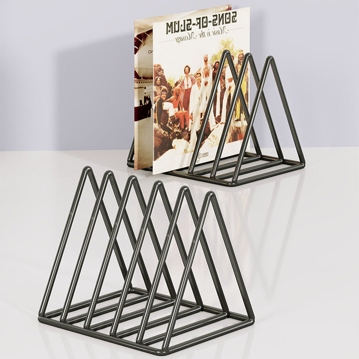 Triangular Metal Wire Record & Book Organizer Rack