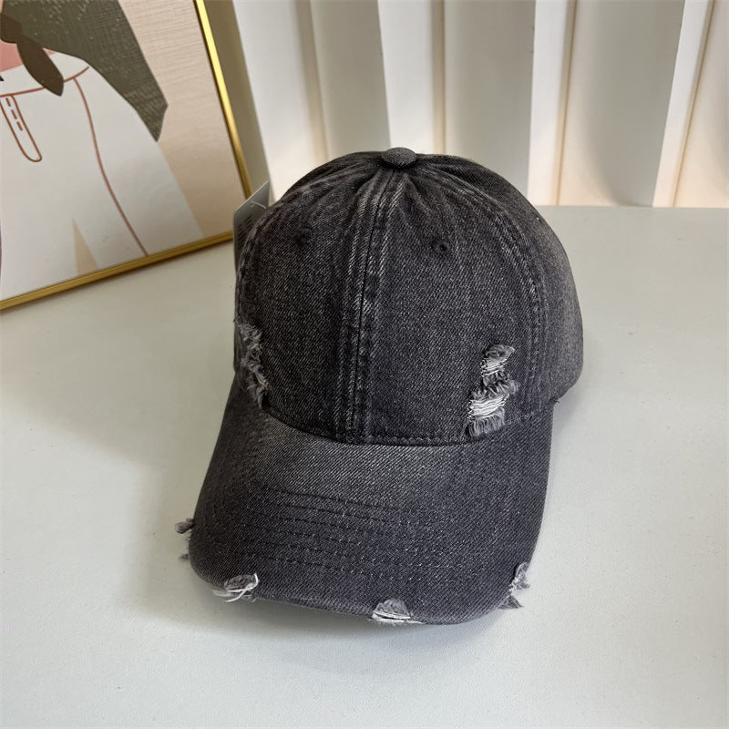 Women's Distressed Denim Baseball Cap Bowlift 1784083631