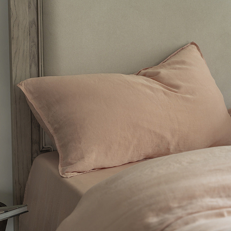 Luxurious stonewashed linen bedding set with a soft feel and hotel closure