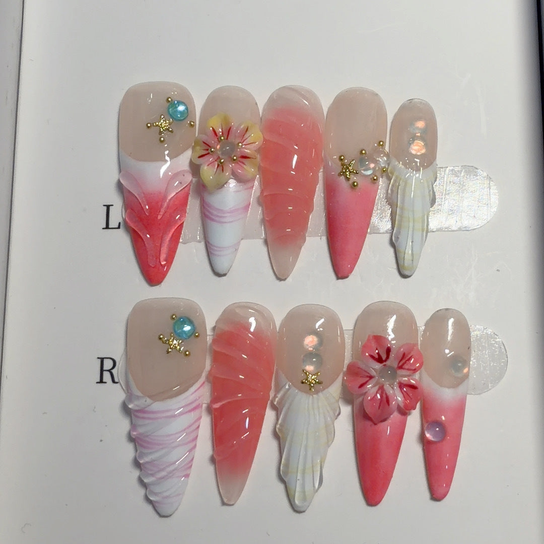 Creative 3D Floral Press-On Nail Art Set