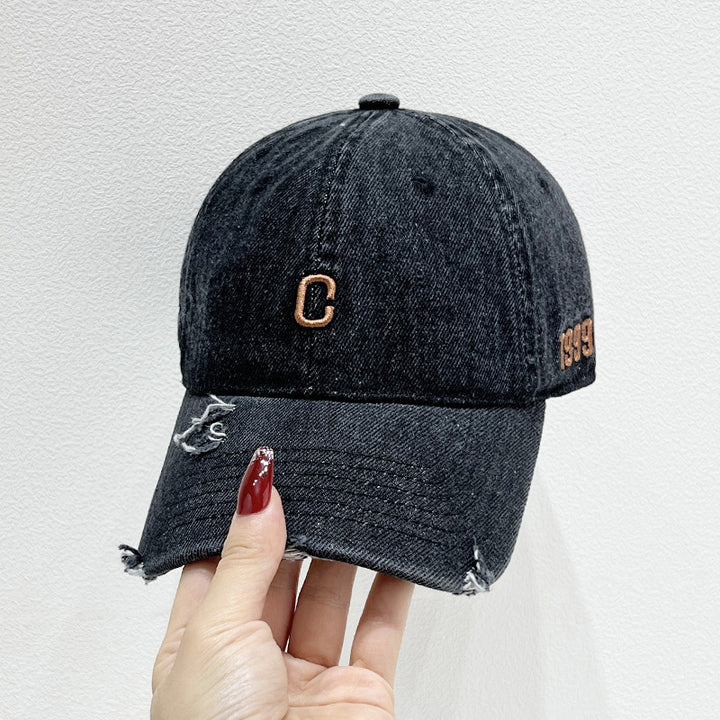 Women's Distressed Denim Baseball Cap Bowlift 1784270579