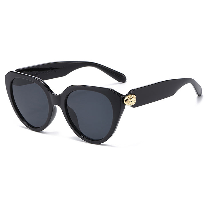 Ladies Cat-Eye Sunglasses with Golden Accents and Protective UV Filter Bowlift