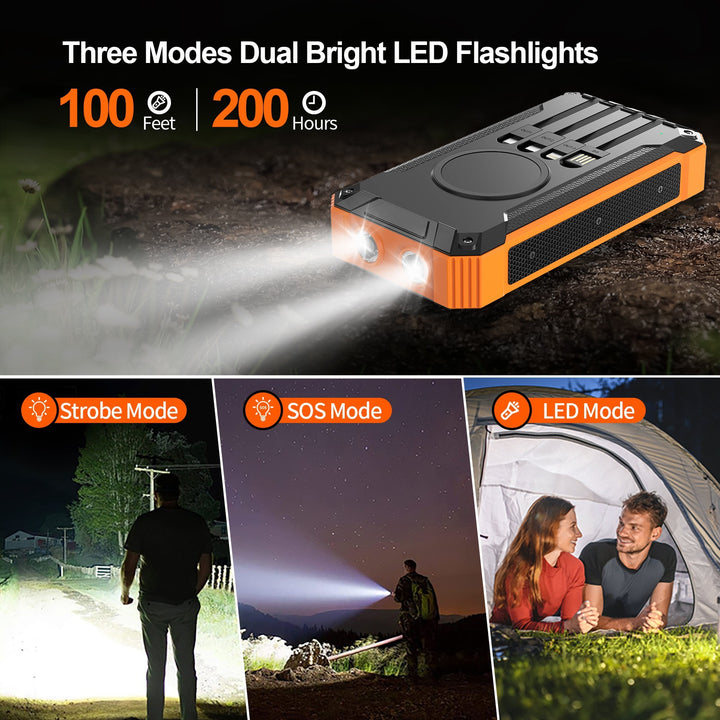 High-performance solar power bank with double LED light and fast charging function Bowlift