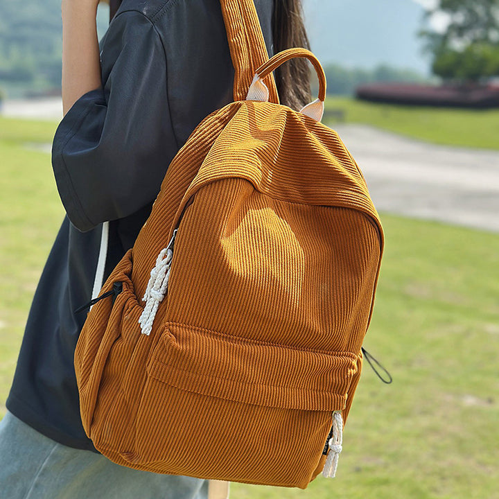 Corduroy Textured Casual Backpack Bowlift