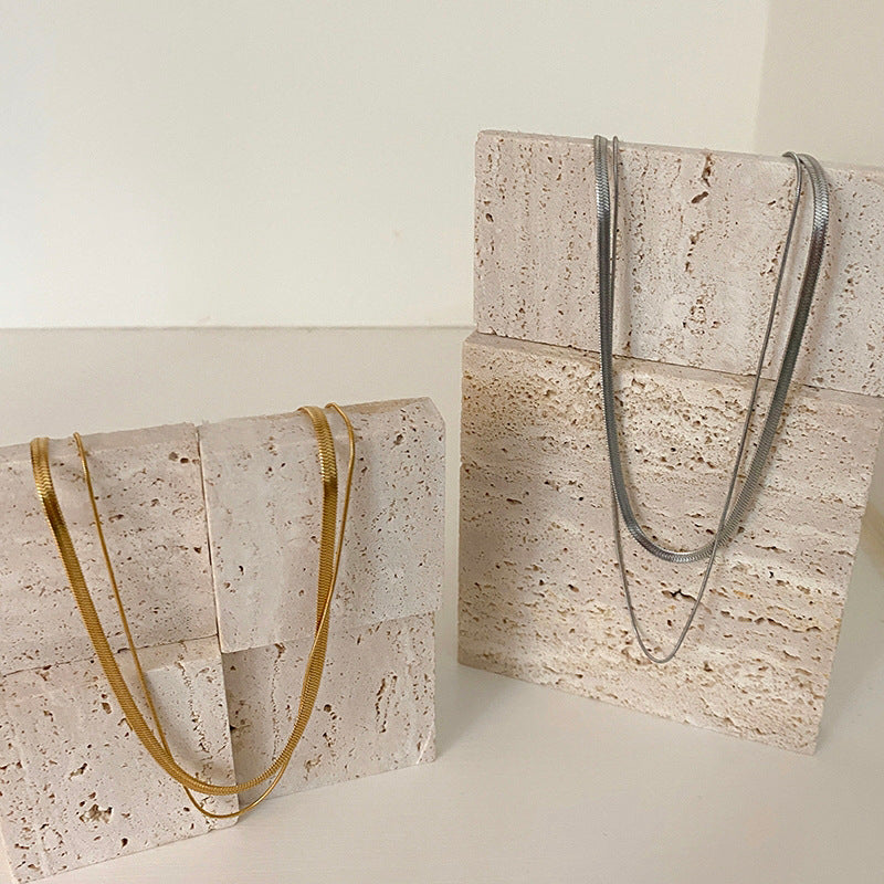 Layered Gold Chain Necklace Bowlift