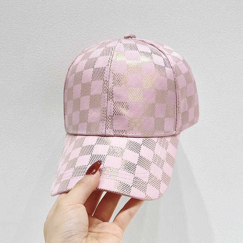 Women's Mesh Checkered Baseball Cap Bowlift
