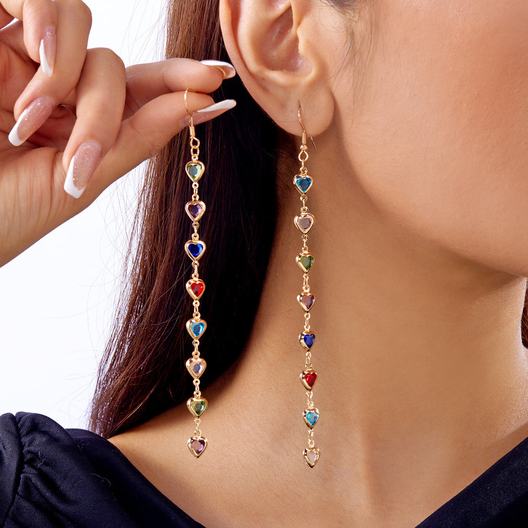Dazzling Heart-Shaped Drop Earrings Bowlift