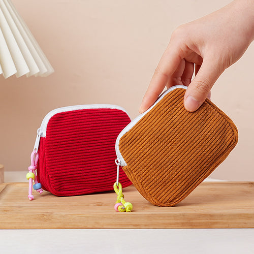 Spacious Corduroy Accessory Pouch