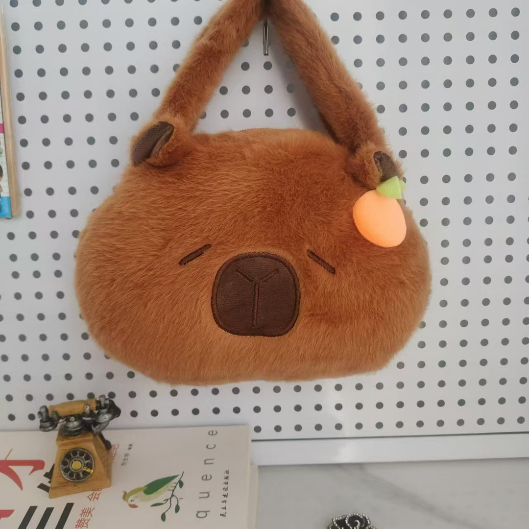 Plush Shoulder Bag with Cute Animal Motif Bowlift