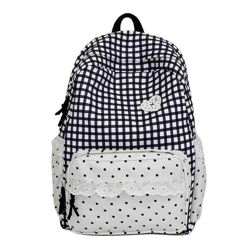 Whimsical Gingham Pattern Backpack Bowlift