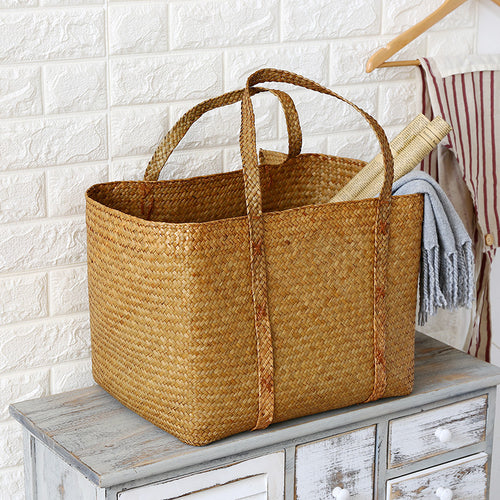 Spacious Woven Storage Baskets with Handles Bowlift