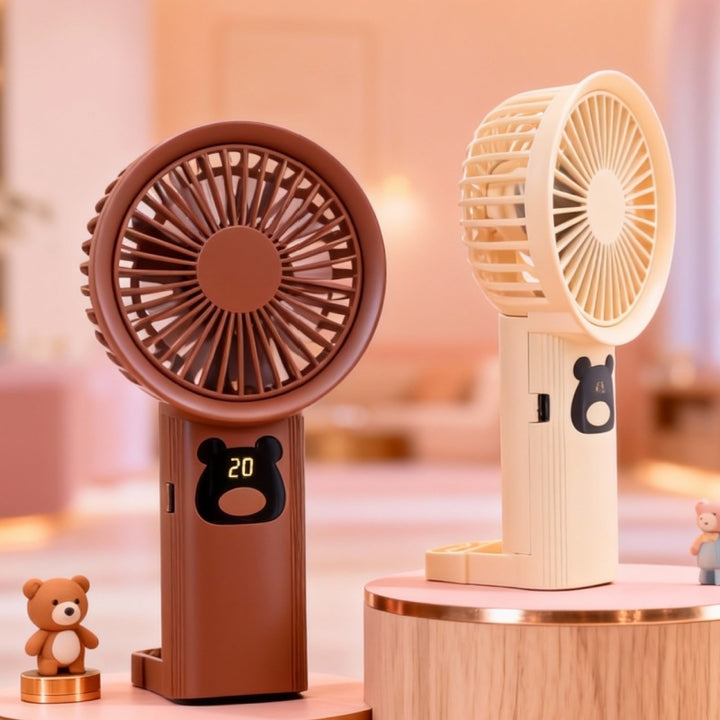 Women Portable Handheld Fan with Cute Bear Design Bowlift