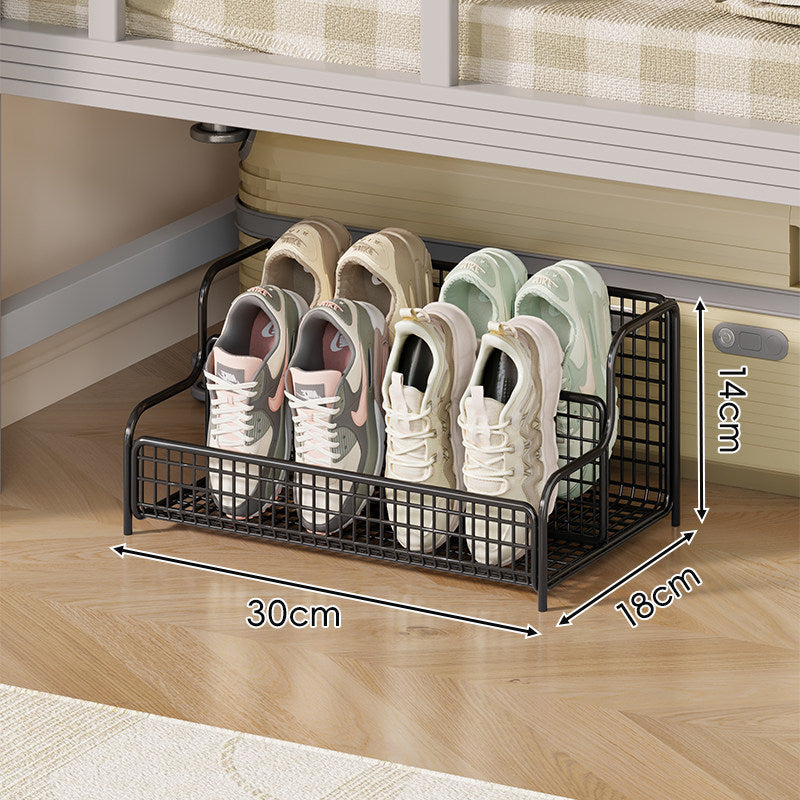 Space-Saving Under-Bed Metal Shoe Drawer Organizer with Pull-Out Wire Grid