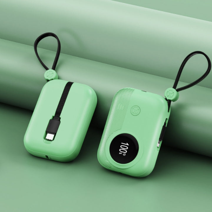 Compact power bank with integrated charging plug and digital humidity indicator Bowlift