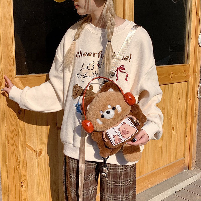 Plush Shoulder Bag in Bear Design Bowlift
