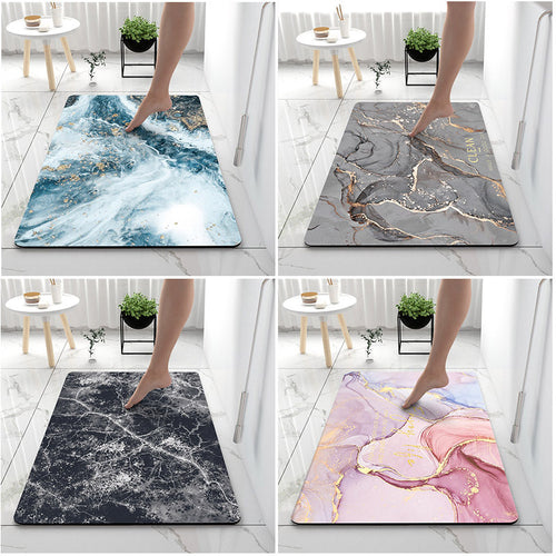Soft Print Abstract Marble Bath Mat Bowlift