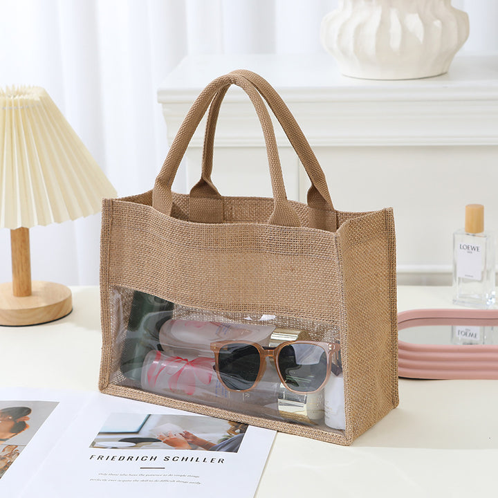 Shopping bag made of natural jute with mesh design Bowlift