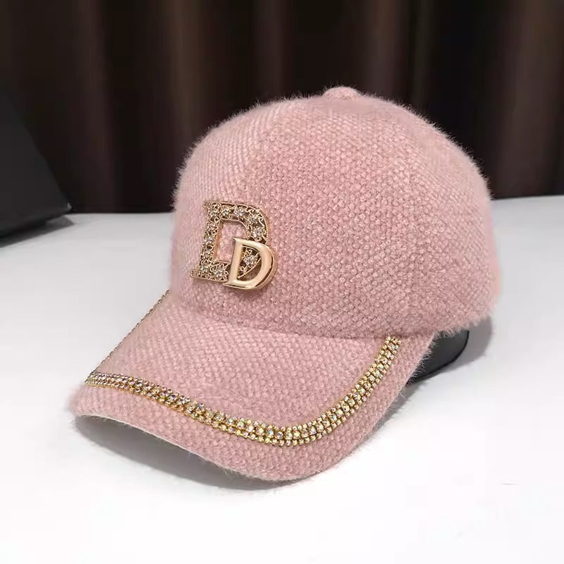 Women's Luxurious Embellished Wool Baseball Cap Bowlift