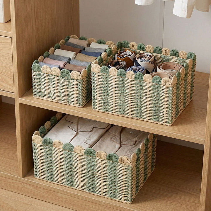 Decorative Woven Storage Basket with Scalloped Edges Bowlift