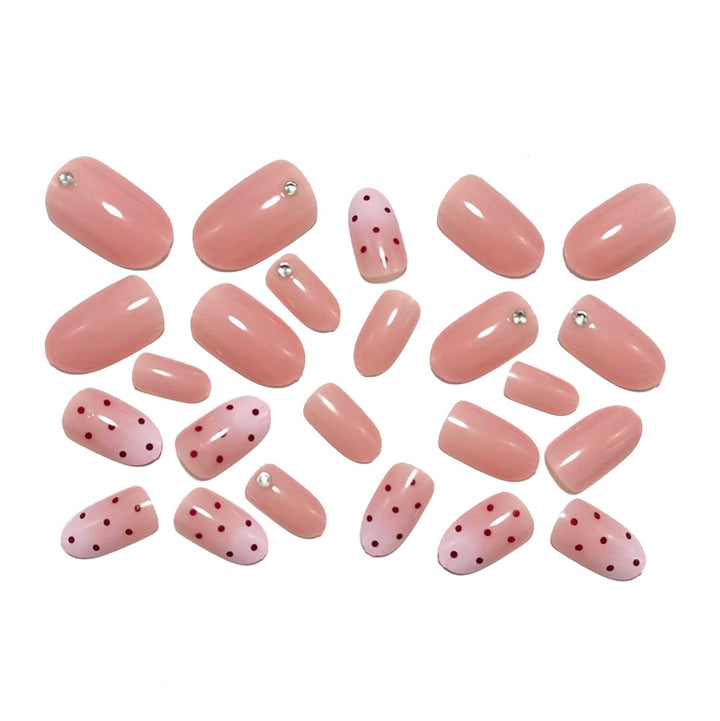Artificial nails with elegant ombre effect and playful polka dot design Bowlift