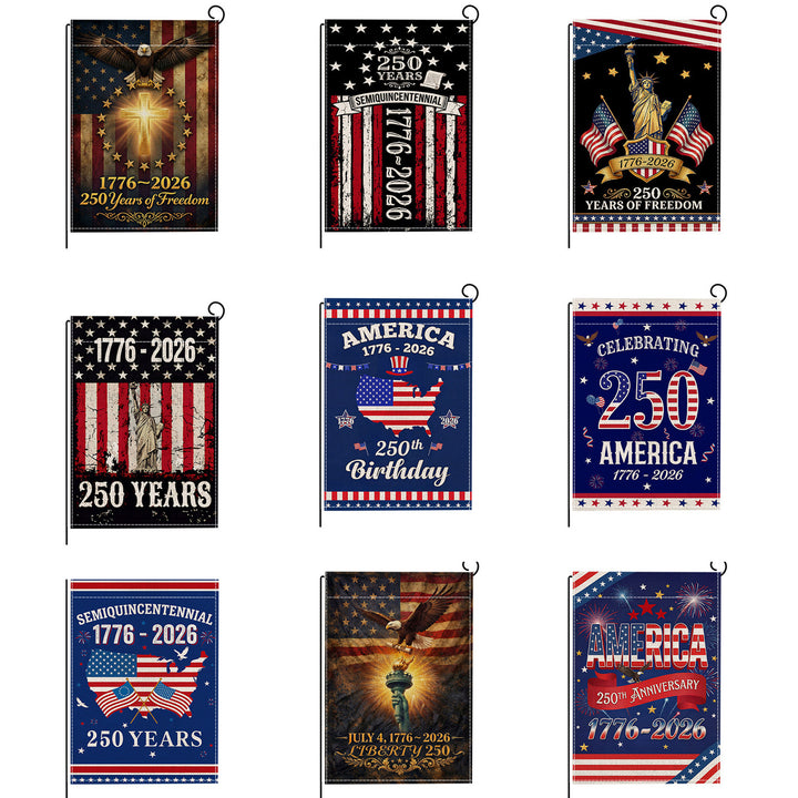 Distressed Vintage American Flag Garden Banner With Statue Of Liberty Motif Double-Sided Polyester