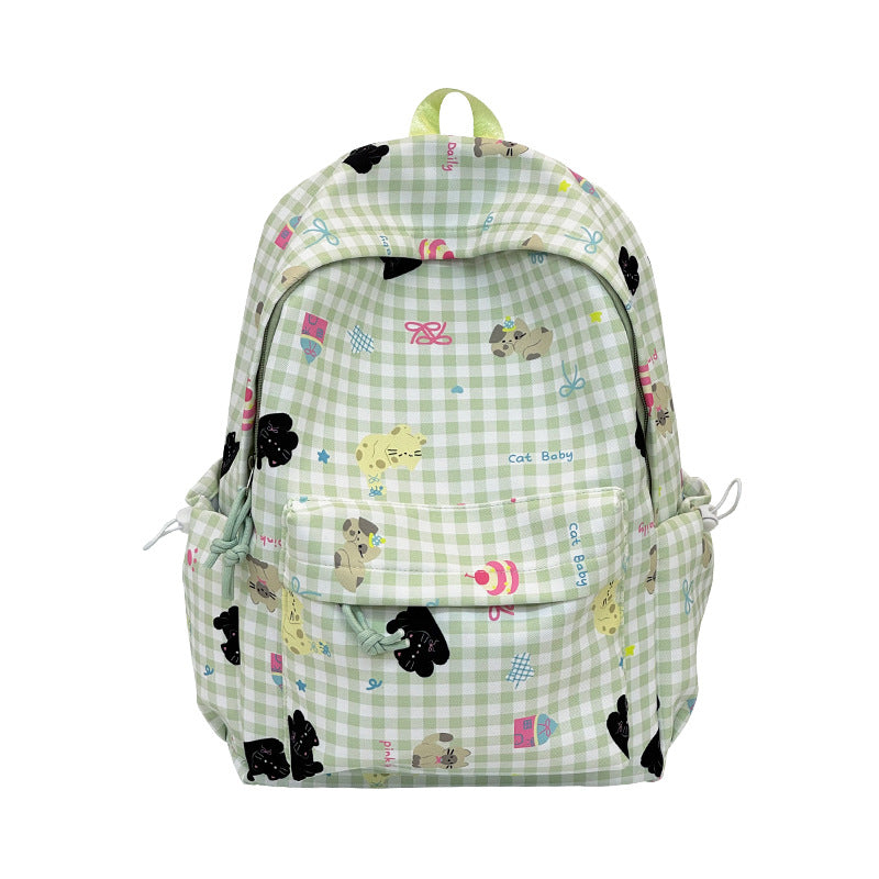 Backpack with Creative Checkered Pattern and Playful Appliqués Bowlift