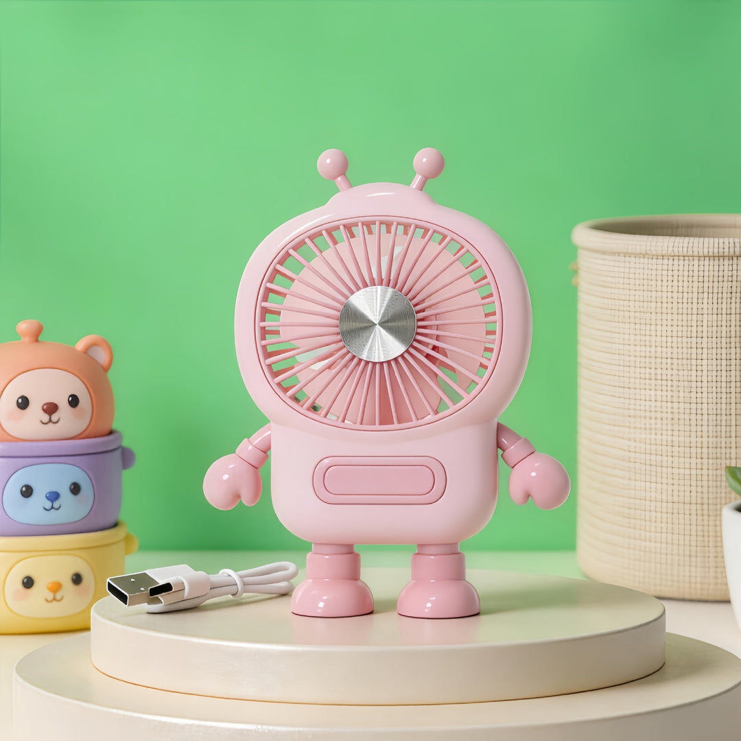 Women's portable mini fan in creative robot design Bowlift