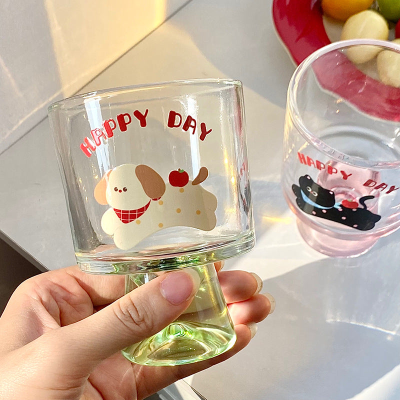 Glass chalice with cheerful cat motif Bowlift