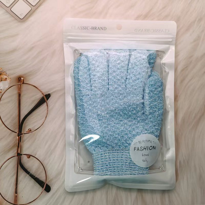 Exfoliating Shower Gloves with Soft Textured Scrub Fabric and Stretchy Elastic Cuff Bowlift