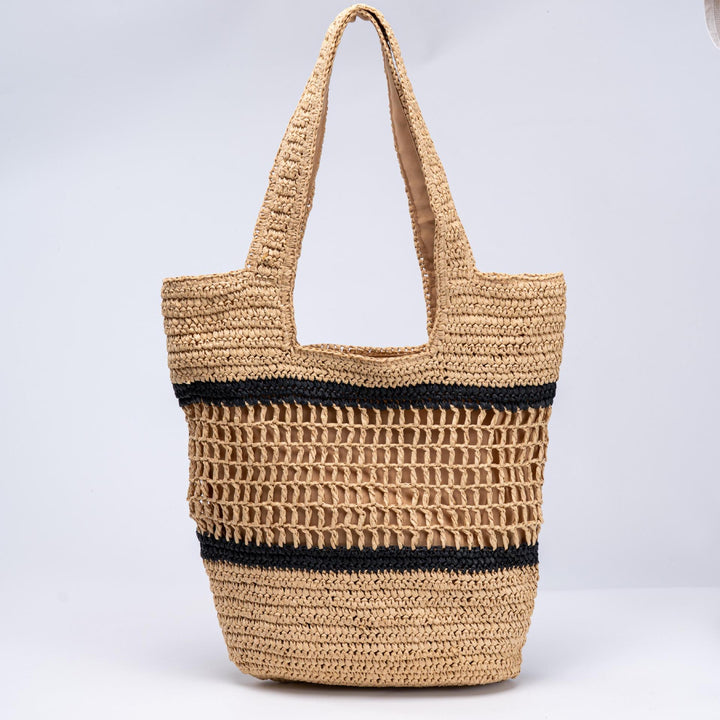 Handwoven tote bag with modern grid pattern Bowlift