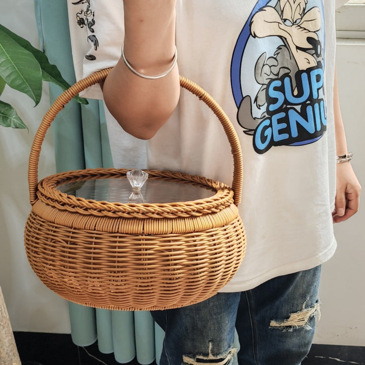 Handcrafted Woven Picnic Basket Bowlift