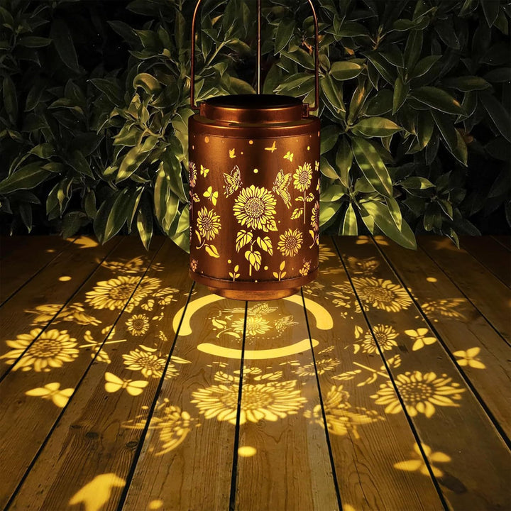 Intricate Metal Shadow Projection Table Lamp With Rechargeable LED Bowlift