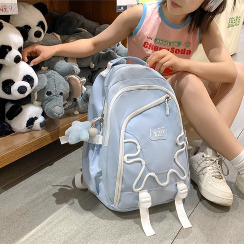 Playful Character Embroidered Backpack Bowlift