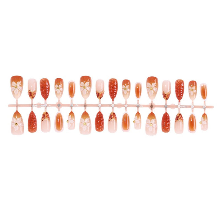 Decorative Floral Press-On Nails Bowlift