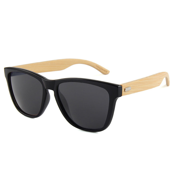 Rimless oversized cat eye polarized sunglasses with wood-effect temples Bowlift