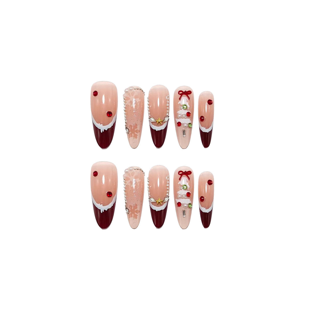 Artificial Christmas art nails with festive design Bowlift
