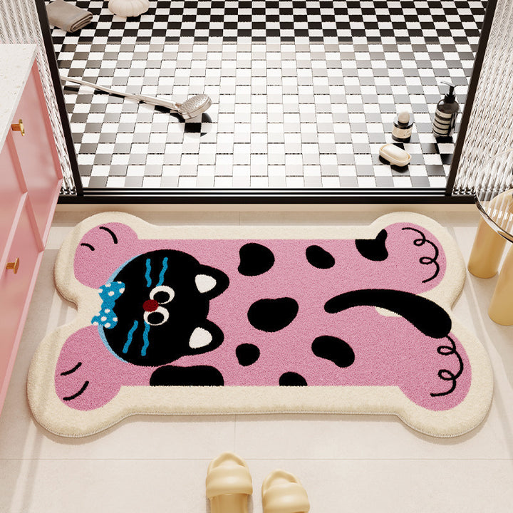Cat-Themed Plush Bath Mat Bowlift