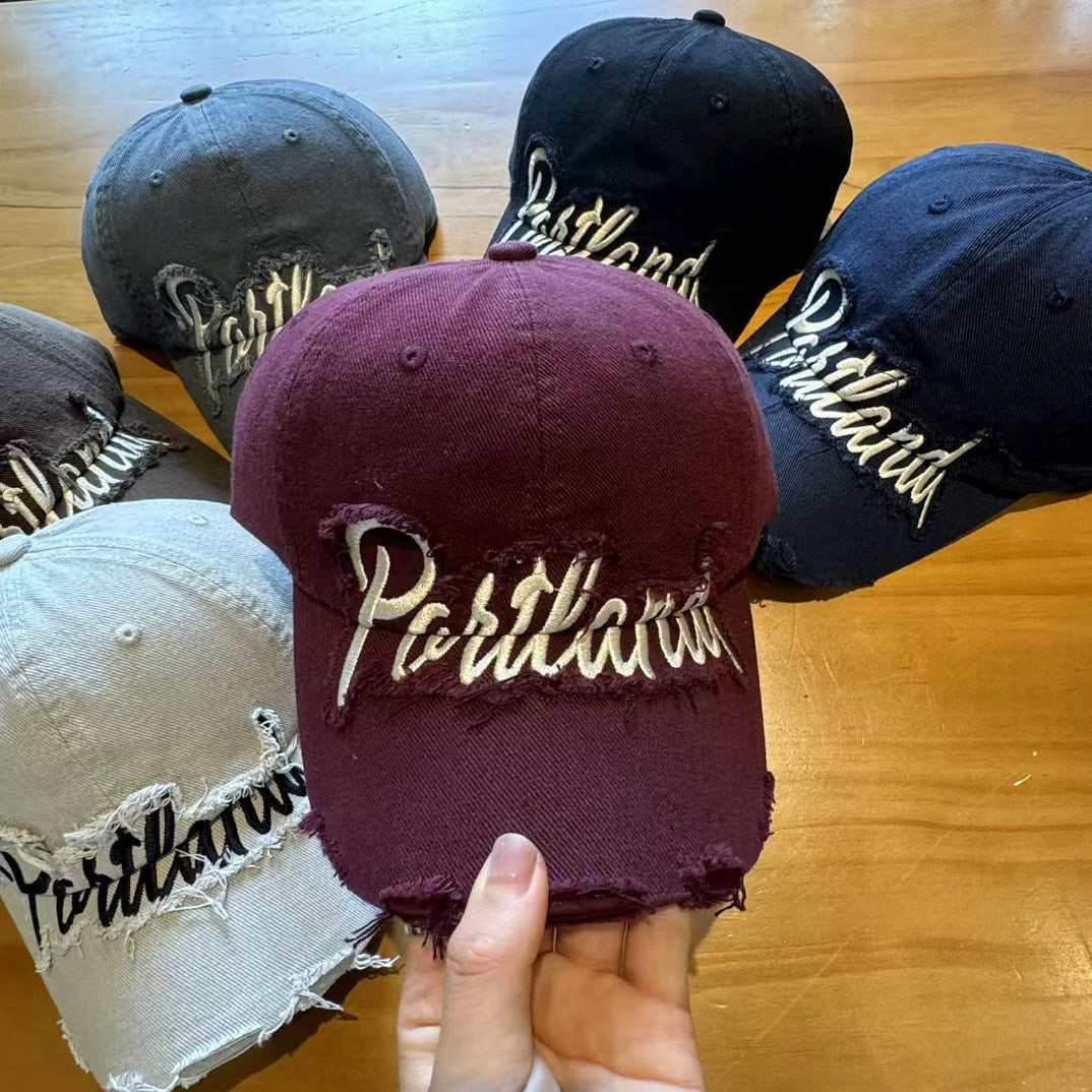 Unisex Distressed Denim Baseball Cap Bowlift