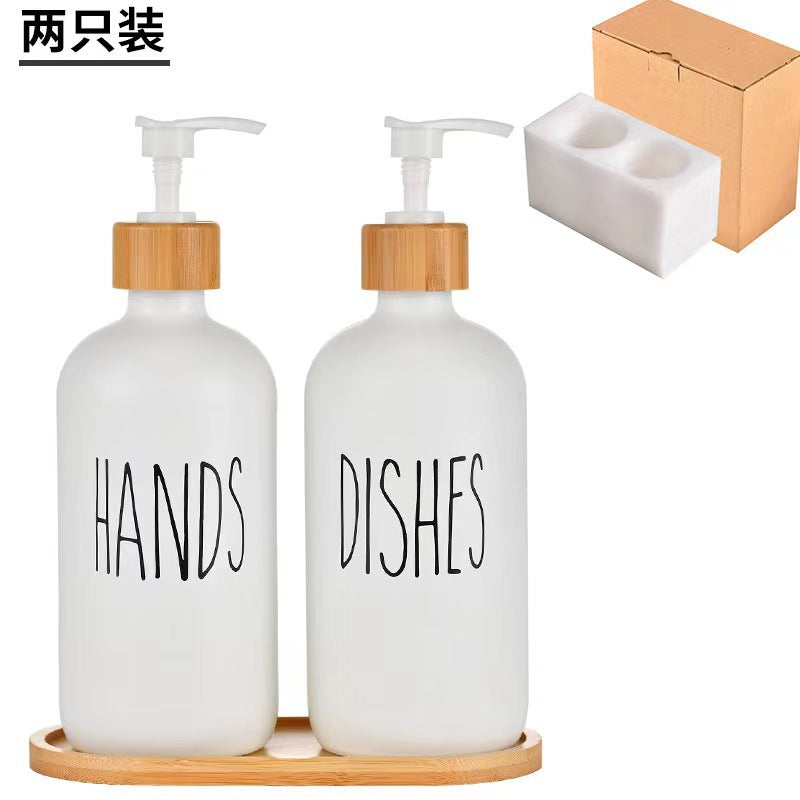 Ceramic Liquid Soap Pump Dispenser with Bamboo Collar and Matte Finish Bowlift