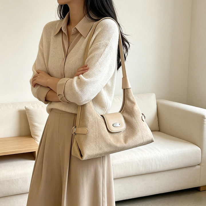 Stylish Suede Shoulder Bag Bowlift
