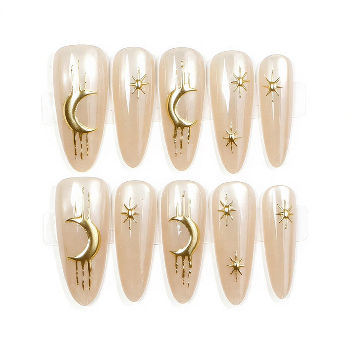 Celestial Themed Press-On Nail Art Set Bowlift