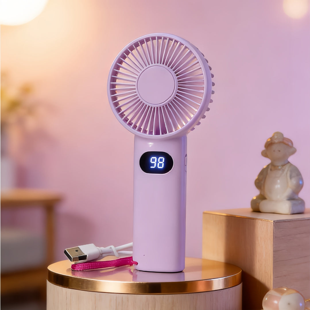 Women's portable high-performance hand fan with digital speed display Bowlift