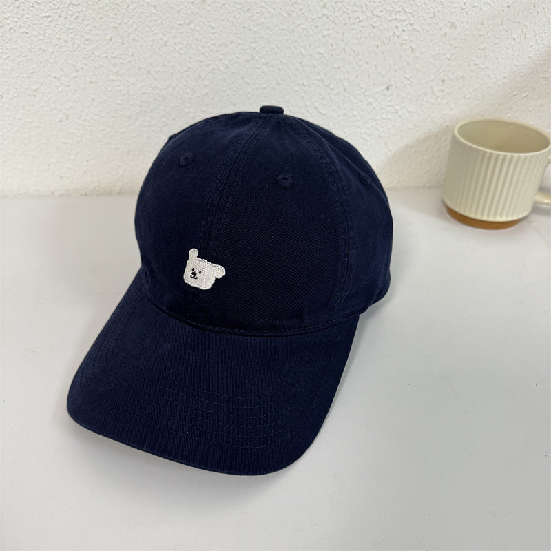 Women's Cute Embroidered Bear Cap Bowlift