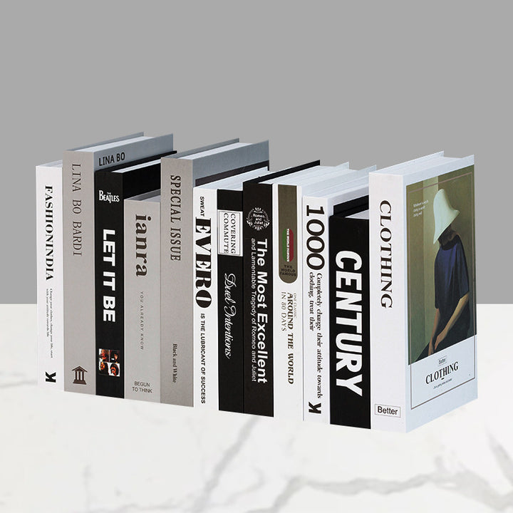 Decorative faux book storage box set for bookshelf styling Bowlift